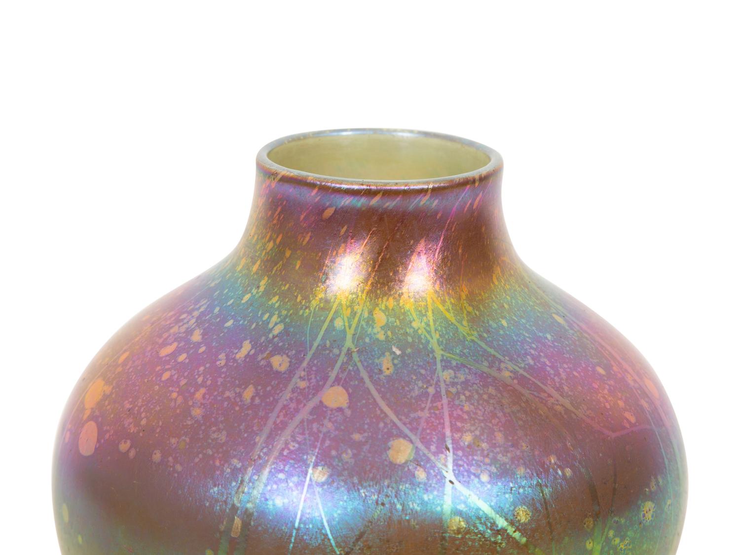 A Tiffany Studios Gold Decorated Favrile Glass Vase