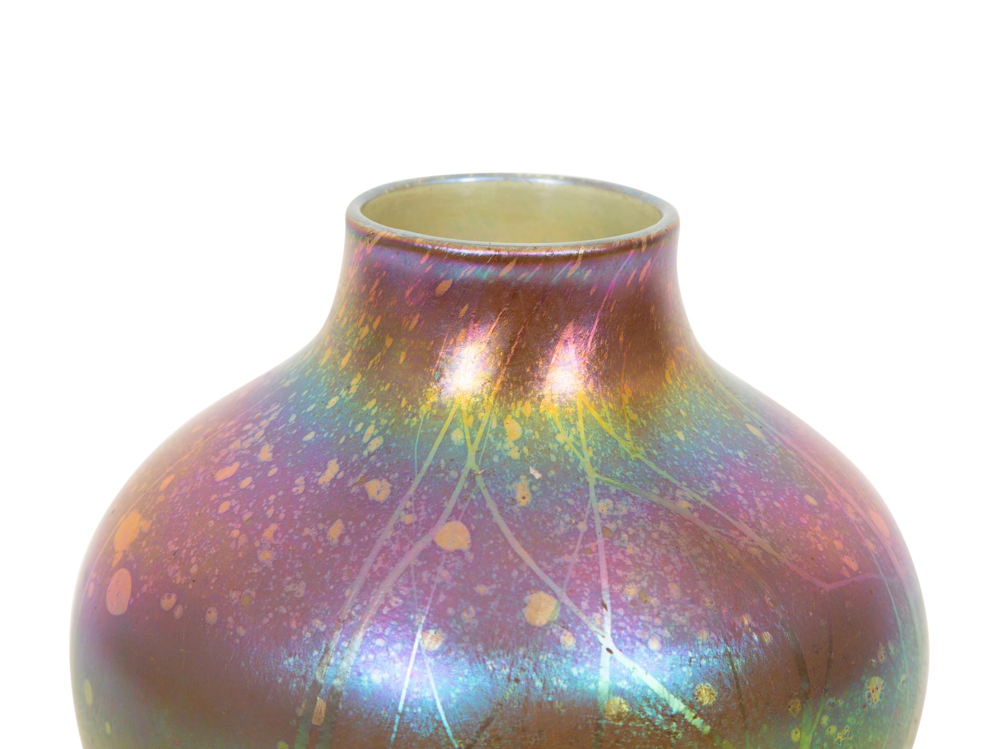 A Tiffany Studios Gold Decorated Favrile Glass Vase
