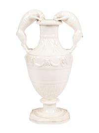 An English Creamware Vase With Dog Handles