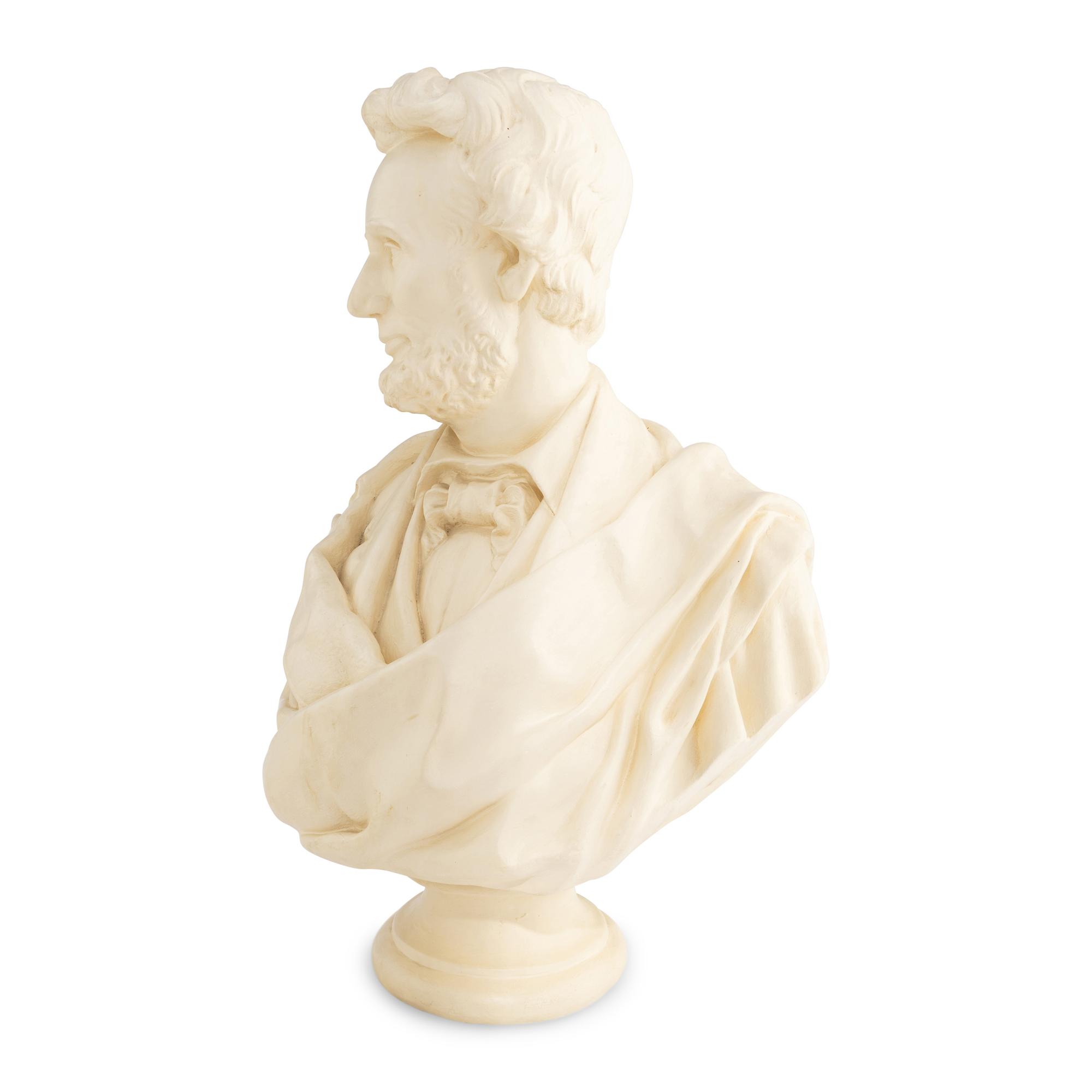 Thomas Dow Jones (American, 1811-1881) Bust of Abraham Lincoln "from life" plaster