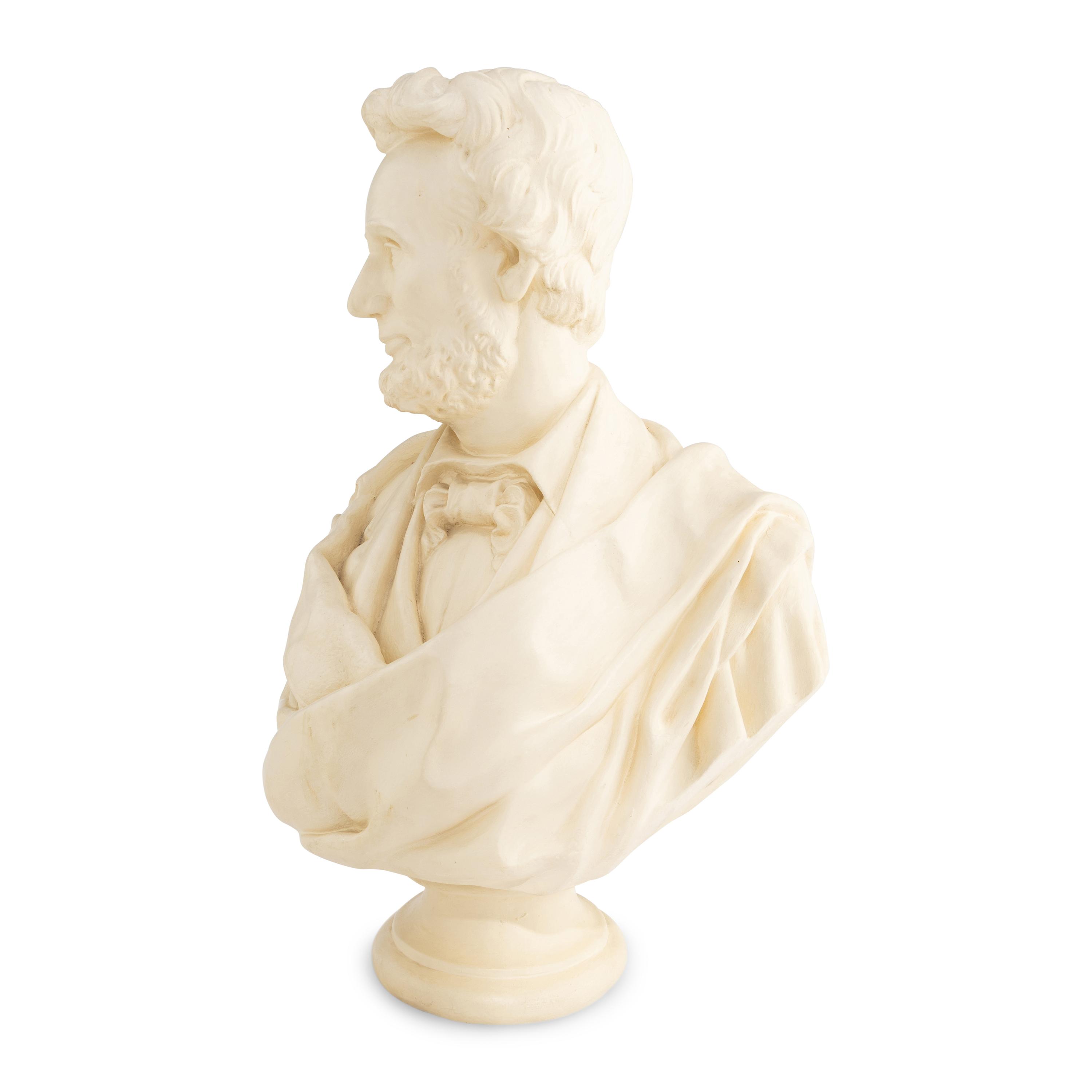 Thomas Dow Jones (American, 1811-1881) Bust of Abraham Lincoln "from life" plaster