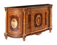 A Louis XVI Style Gilt Bronze Mounted Various Woods Console Cabinet