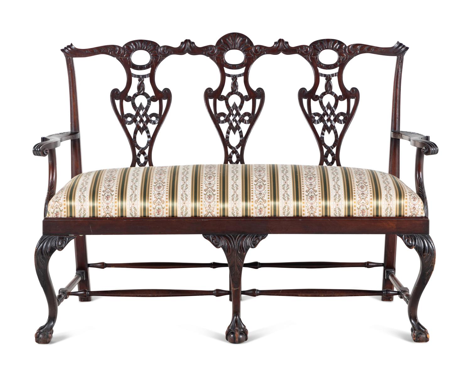 A George III Style Carved Mahogany Settee