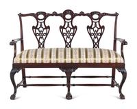 A George III Style Carved Mahogany Settee