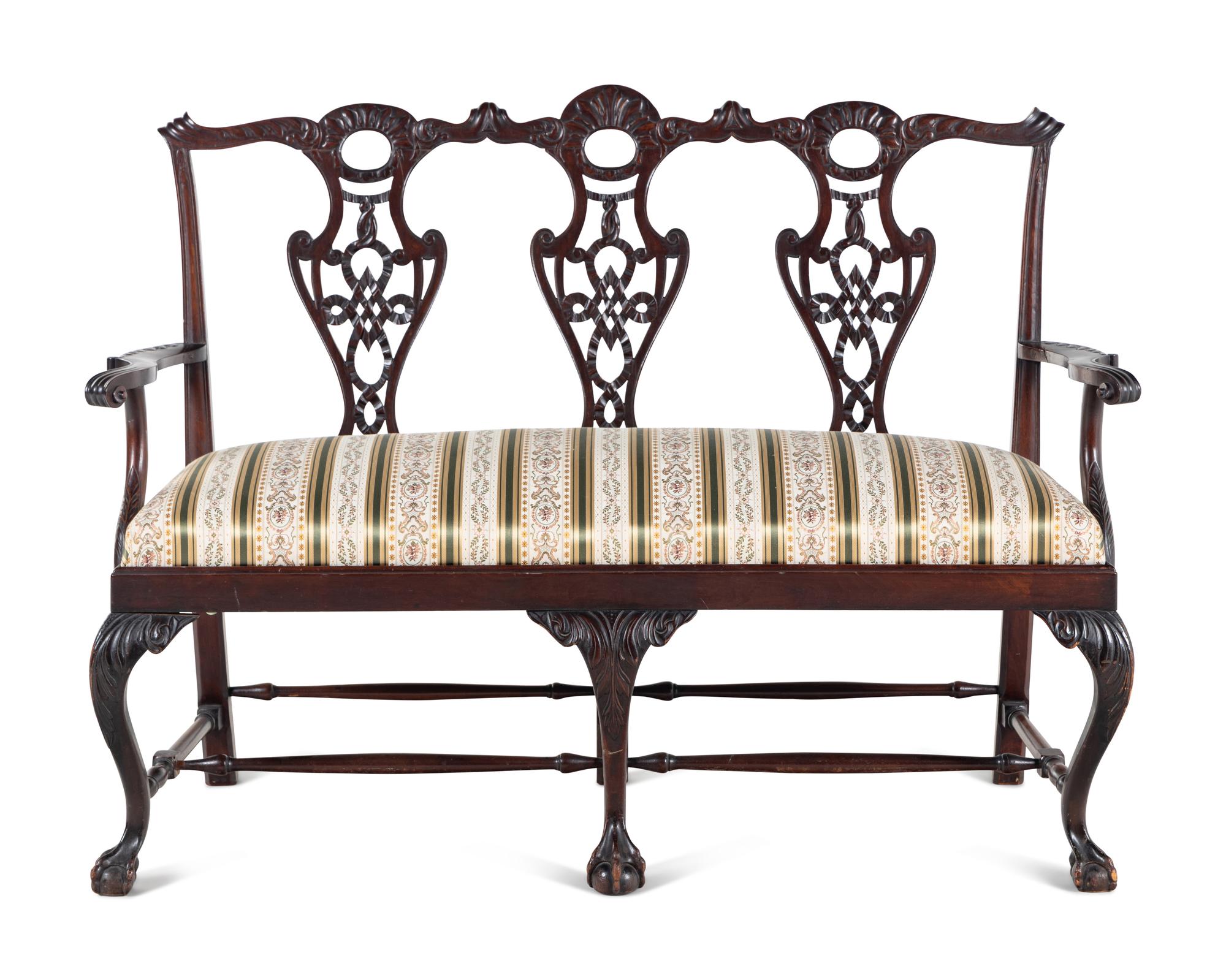 A George III Style Carved Mahogany Settee