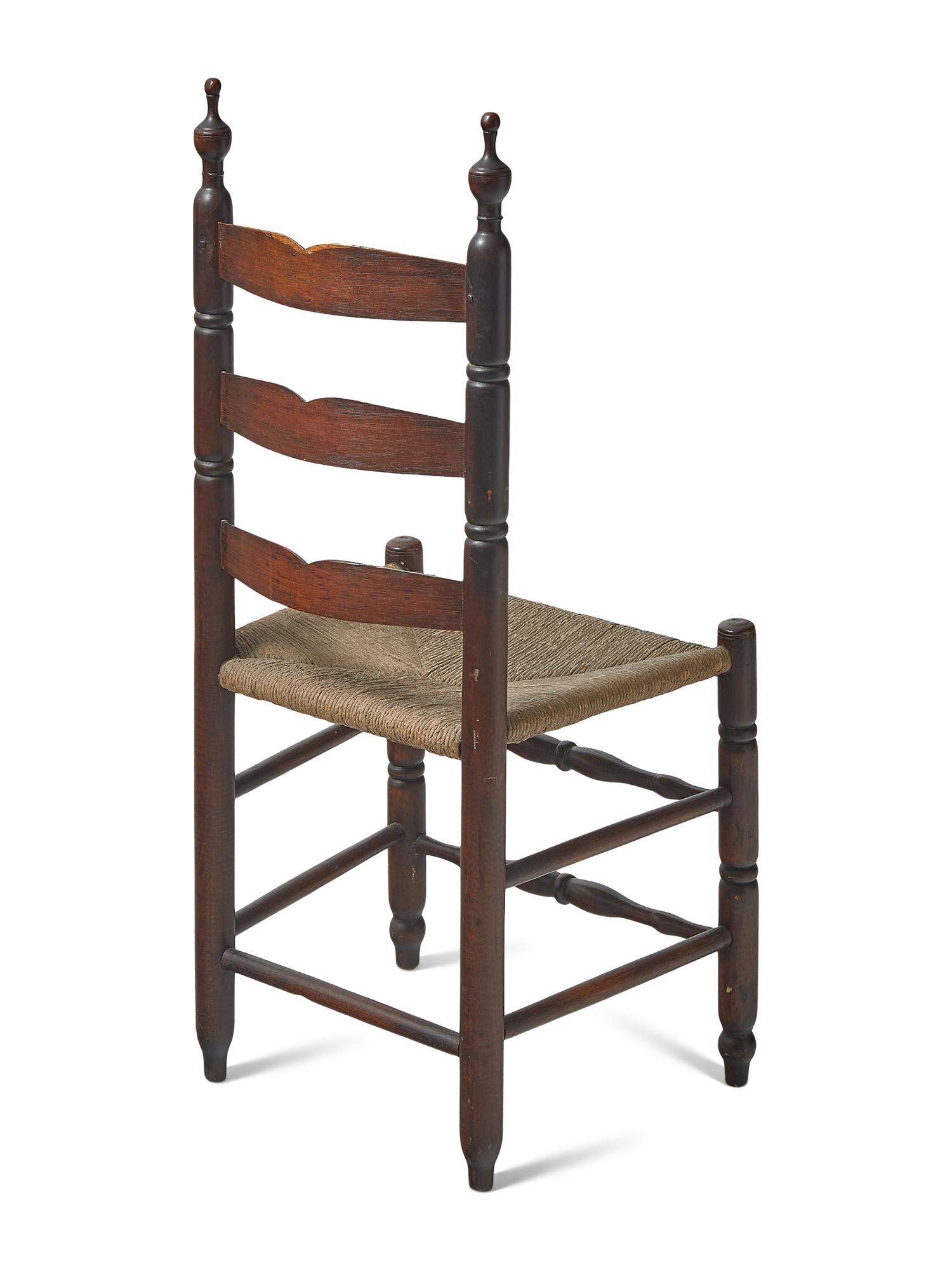 A Bergen County Ladder Back Chair and Small Looking Glass, New Jersey, 19th Century