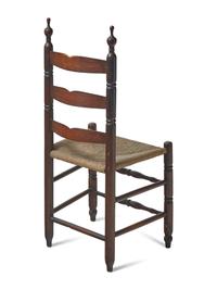 A Bergen County Ladder Back Chair and Small Looking Glass, New Jersey, 19th Century