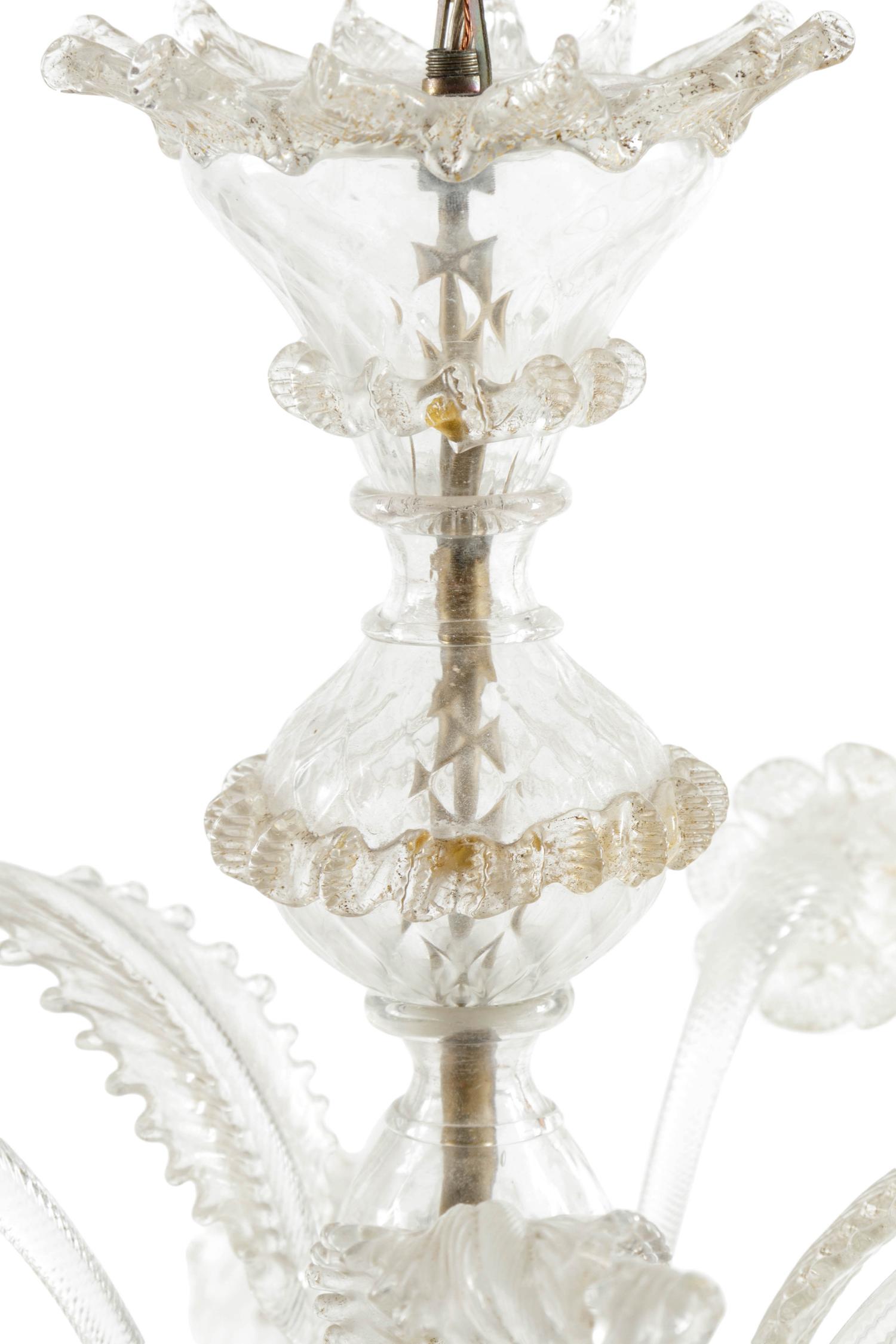 A Venetian Cut Glass Five-Light Chandelier