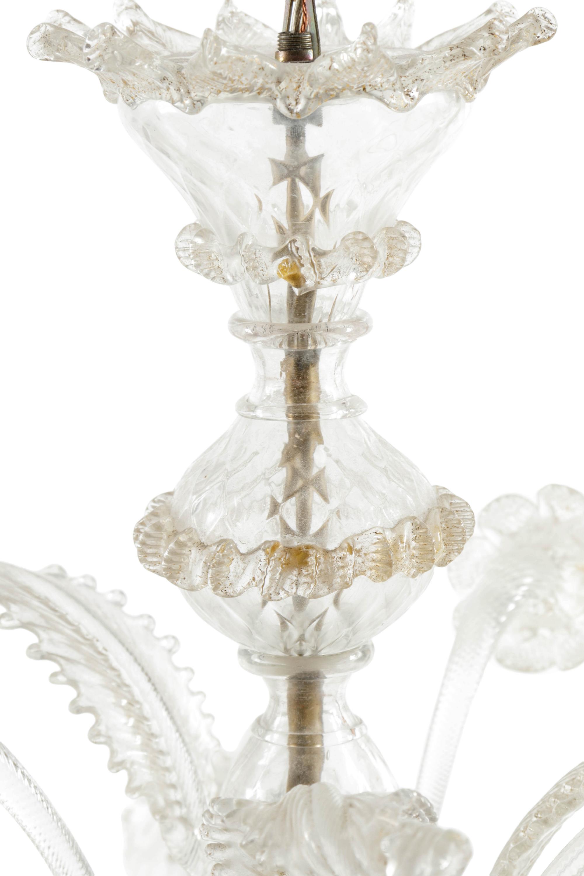 A Venetian Cut Glass Five-Light Chandelier