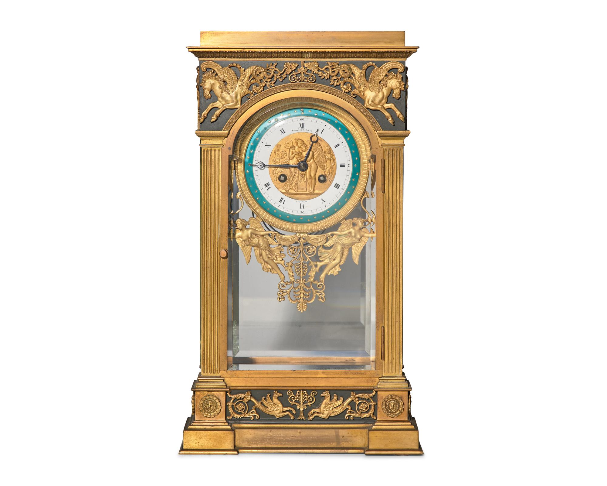A Neoclassical Gilt and Patinated Bronze Mantel Clock, Theodore B. Starr, New York, NY, Works by Jean Vincenti & Cie (founded 1823), France, Circa 1900