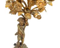 A Pair of Louis XVI Style Gilt Bronze and Marble Four-Light Candelabra
