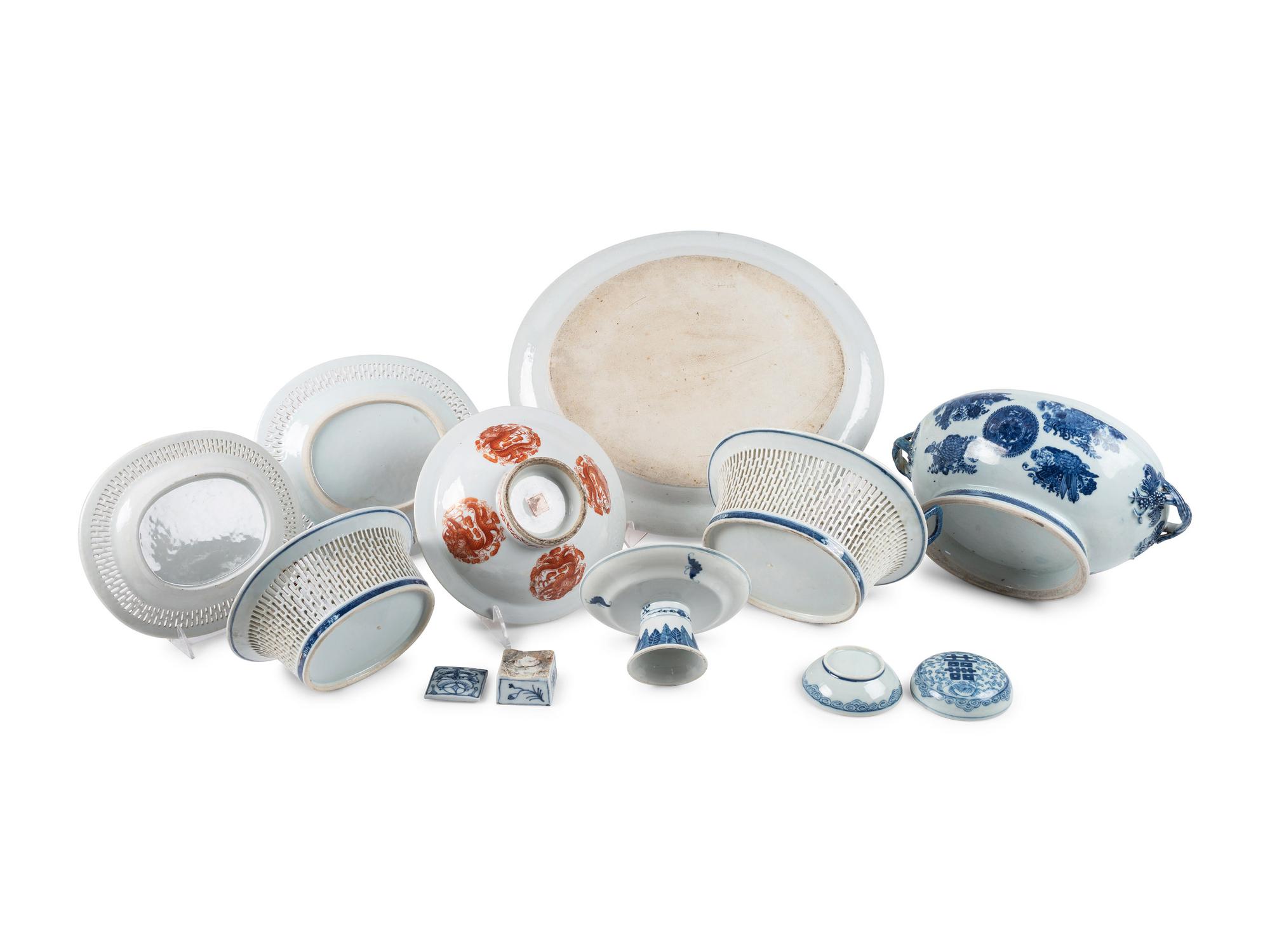 Ten Pieces of Chinese Export Porcelain, Including Fitzhugh and Canton