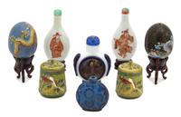 A Group of Chinese Enameled Eggs and Snuff Bottles Height of largest 3 1/4 inches. — 19TH/20TH CENTURY
