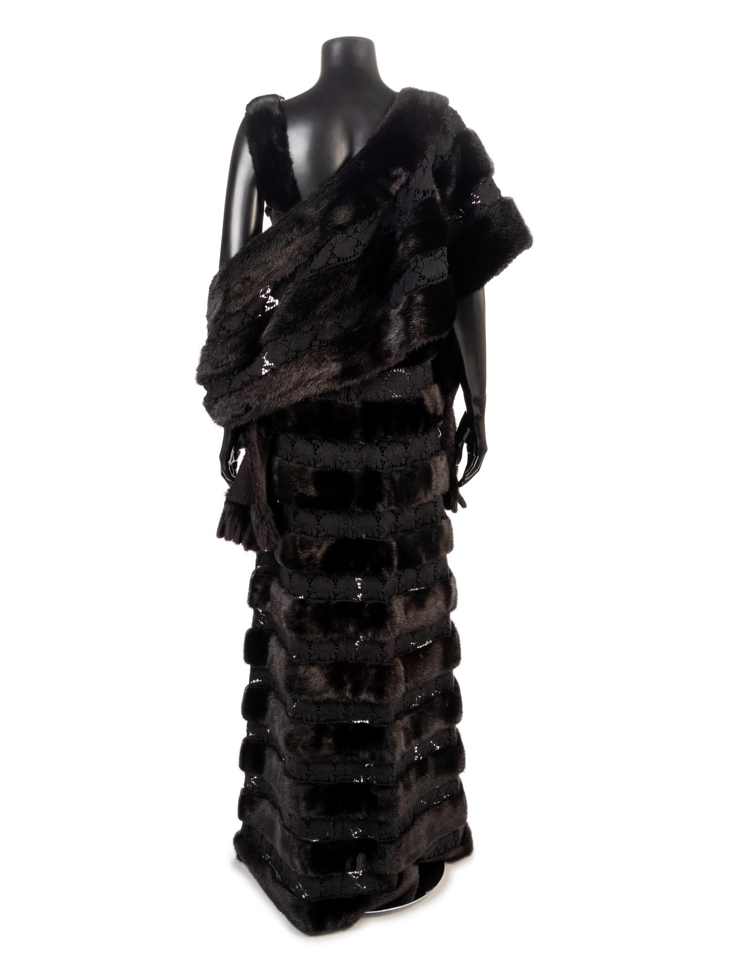 Giuliana Teso Fur and Lace Dress with Wrap, 1990s