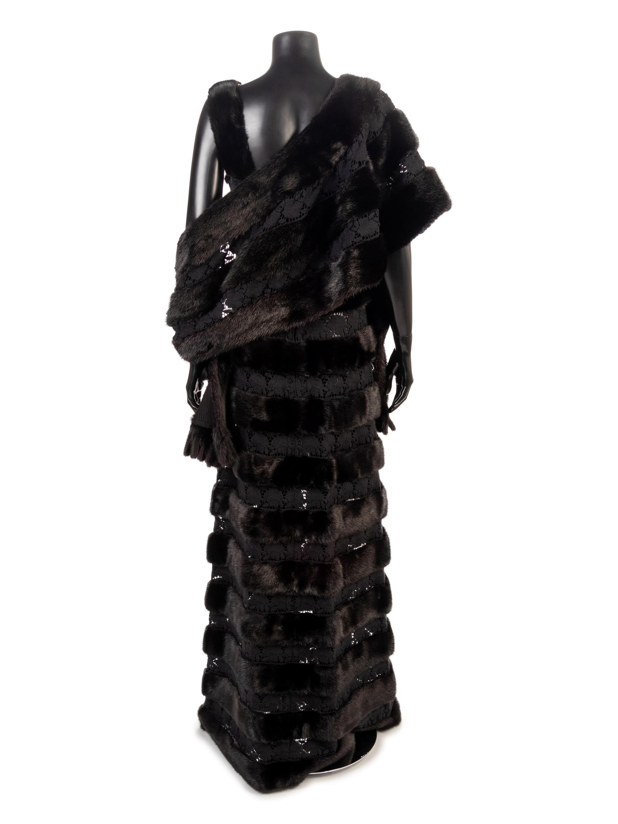 Giuliana Teso Fur and Lace Dress with Wrap, 1990s