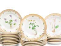 A Set of Twenty Royal Copenhagen Flora Danica Porcelain Dessert Plates