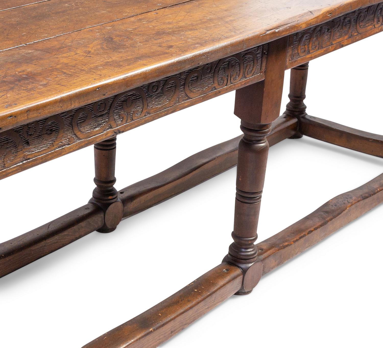 A Continental Walnut Refectory Table
