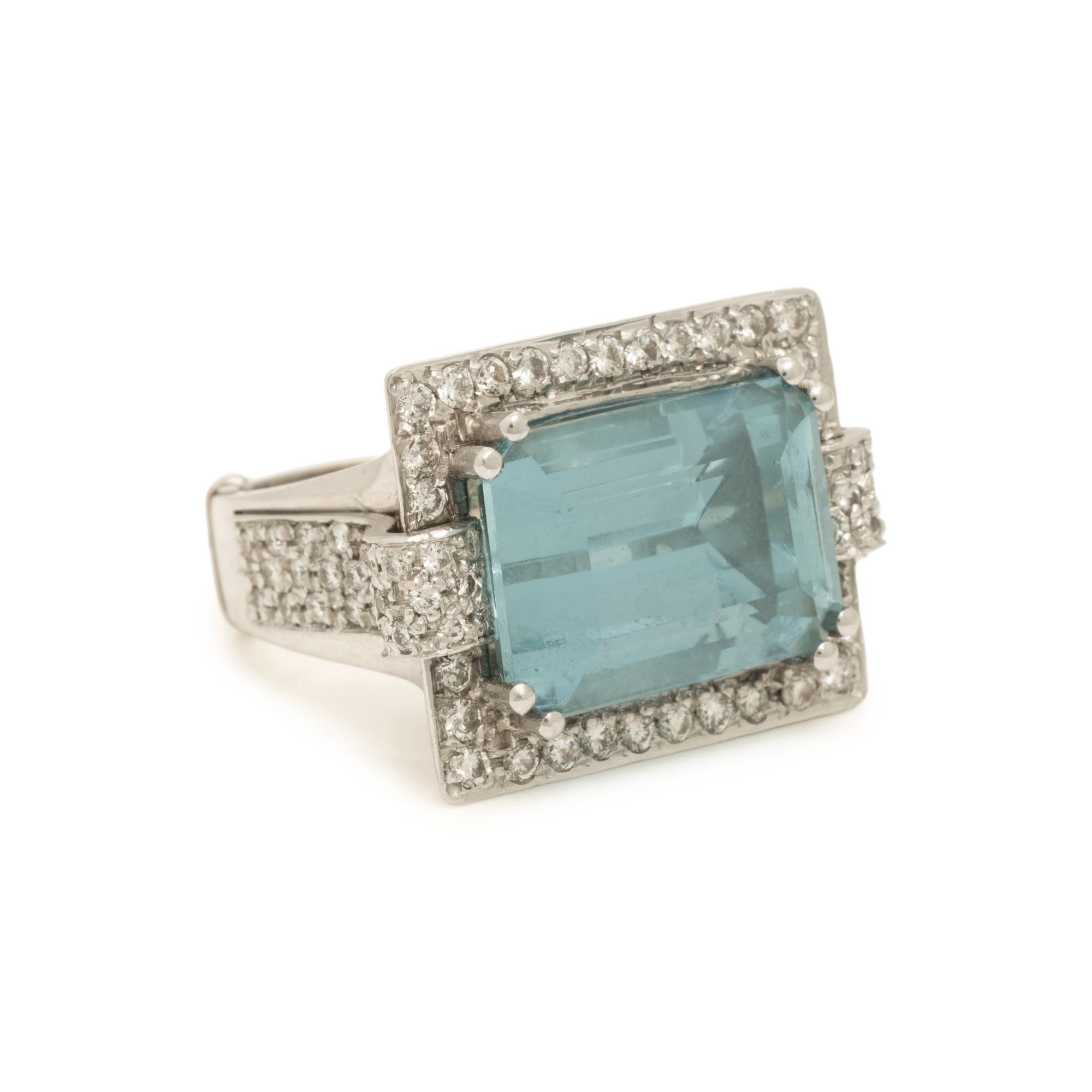 Aquamarine and Diamond Ring