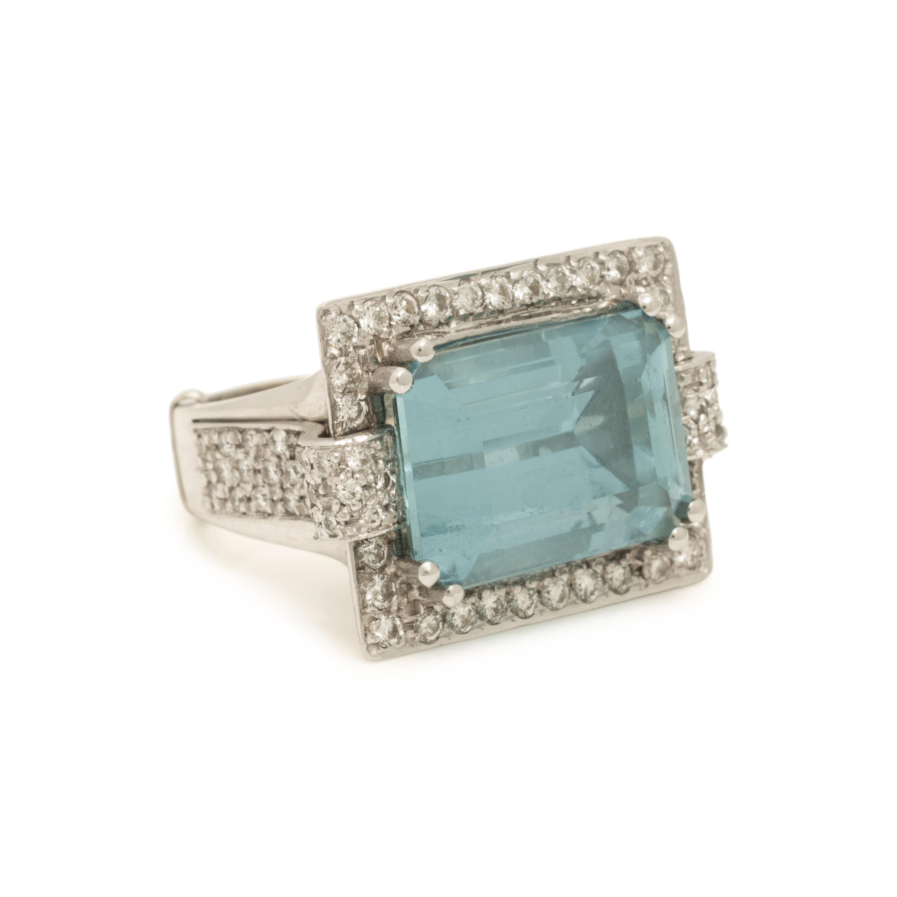 Aquamarine and Diamond Ring