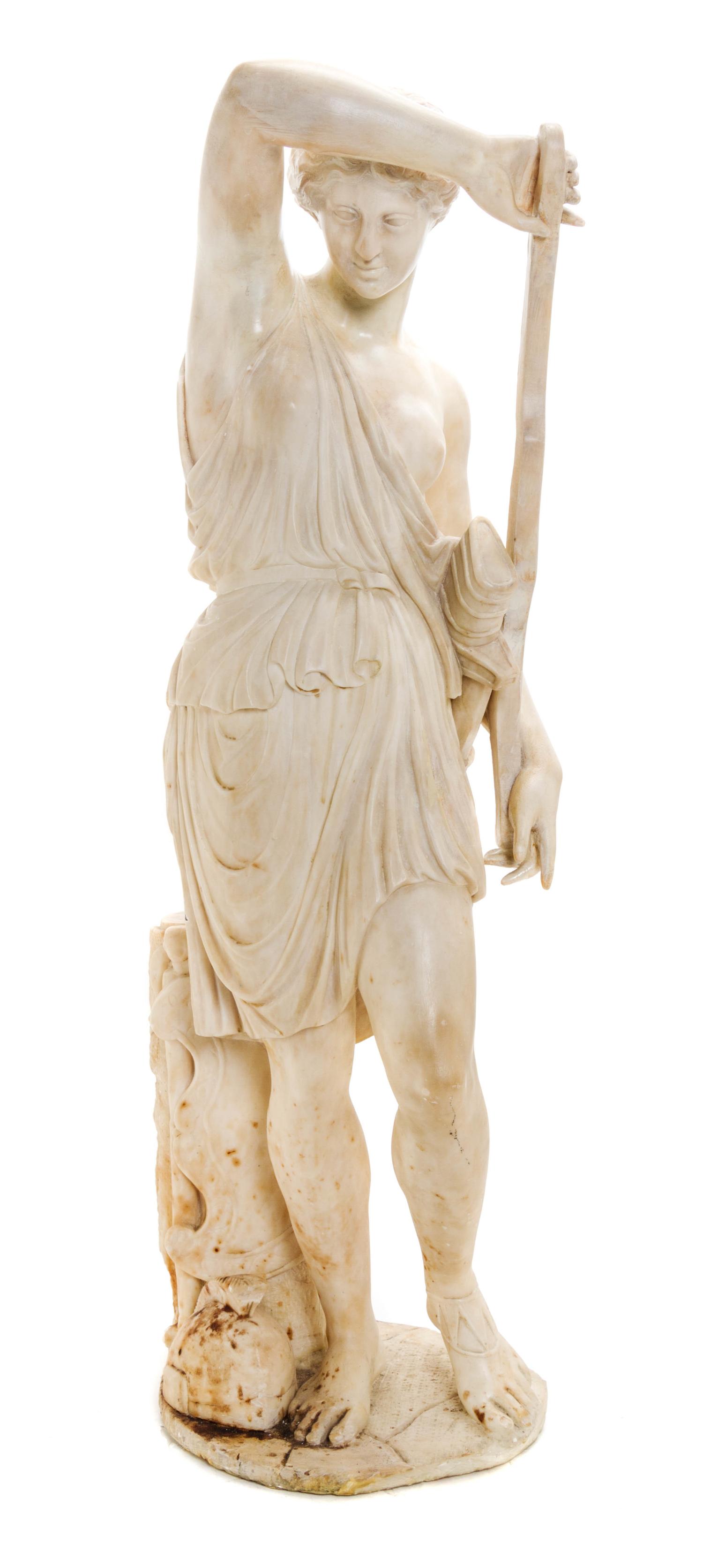 An Italian Alabaster Figure, Height 31 inches.