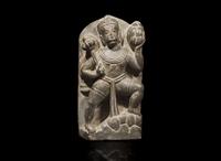 A small carved grey stone stele depicting Hanuman, possibly Nepalese 石雕哈奴曼 或尼泊爾