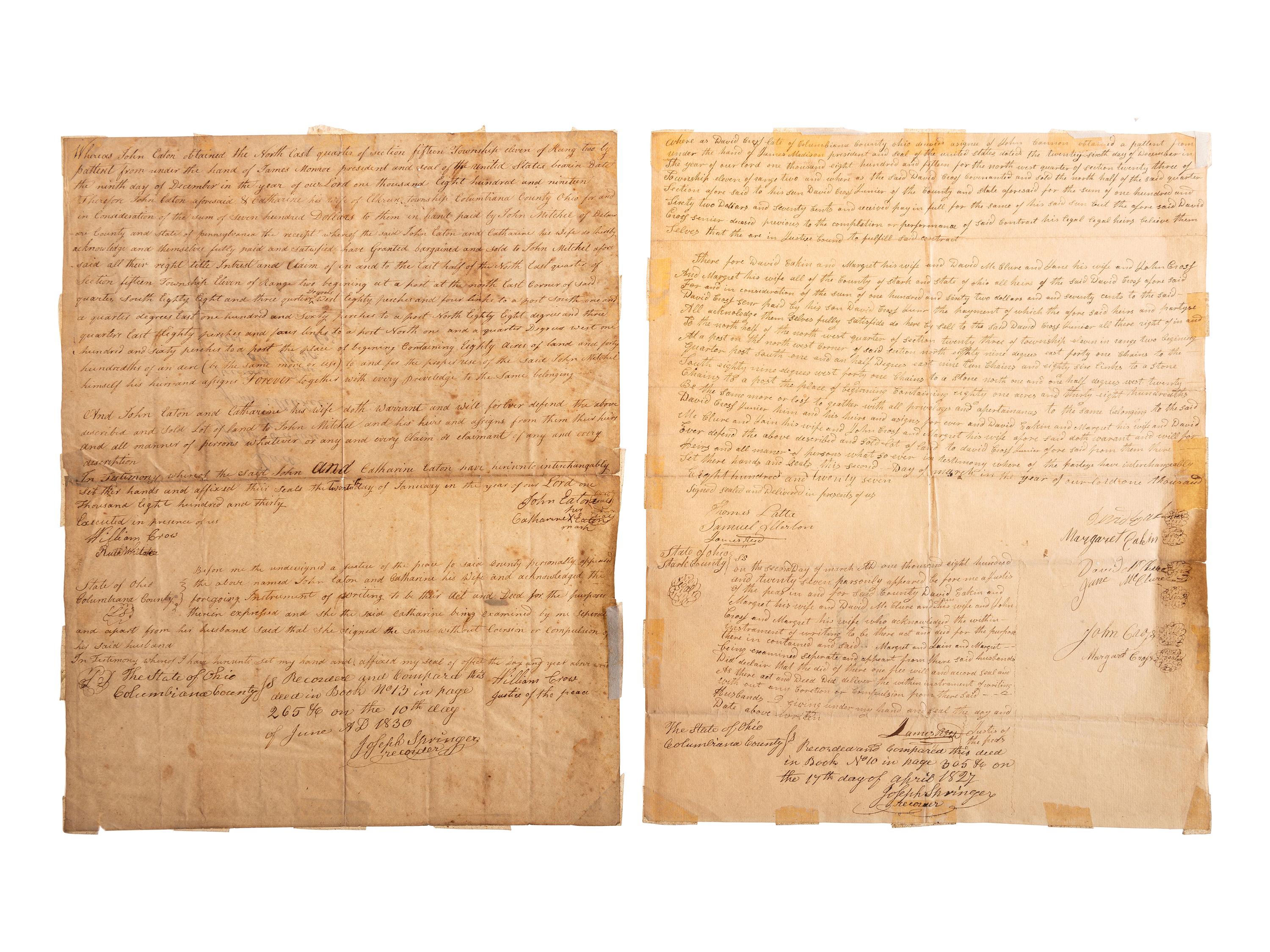 [INDENTURES AND OTHER DOCUMENTS] Lot of 15 Probate, Indentures and other legal documents from America, Scotland and Britain.