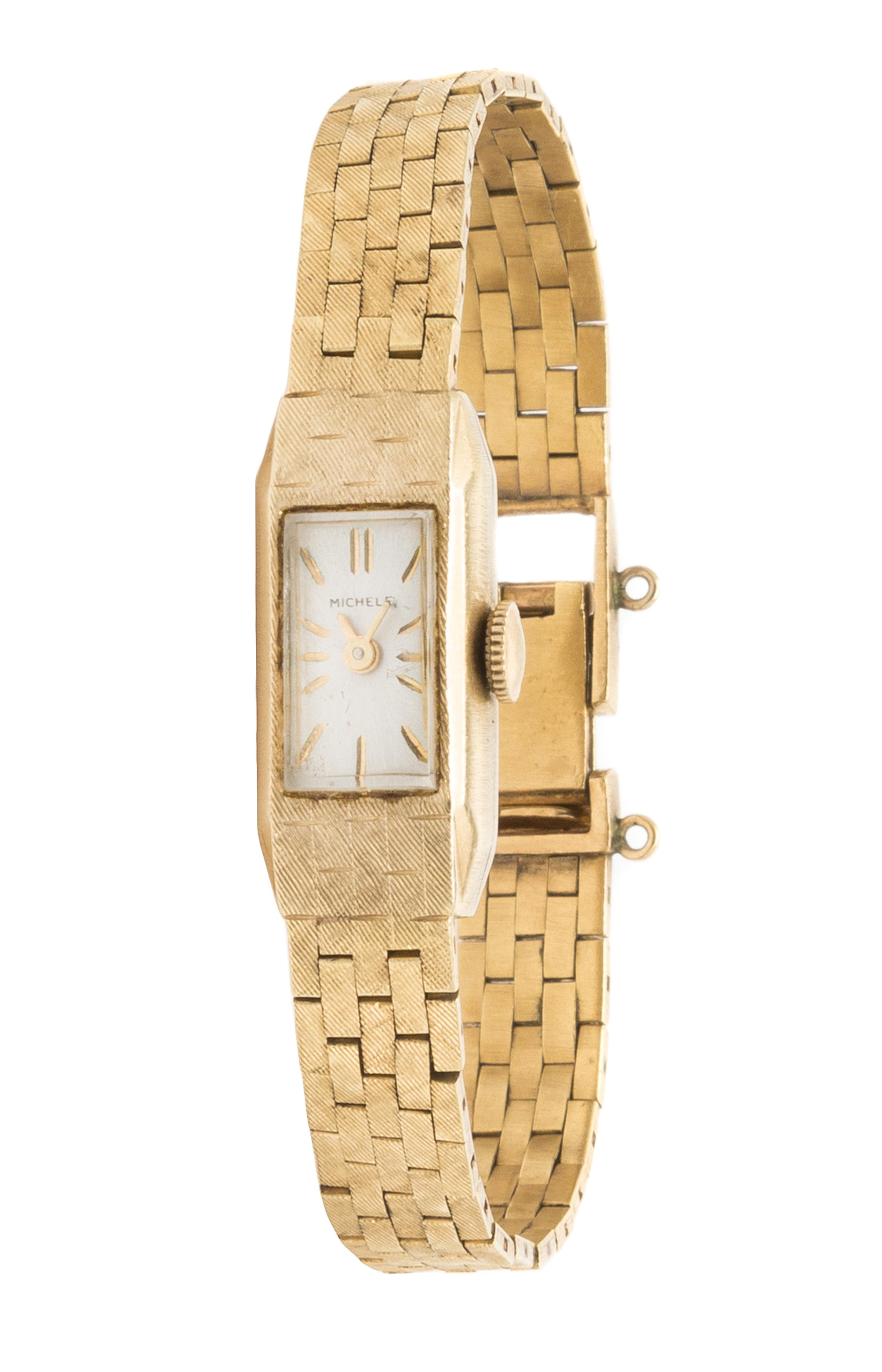 A 14k Yellow Gold Wristwatch, Michele, 12.40 dwts.