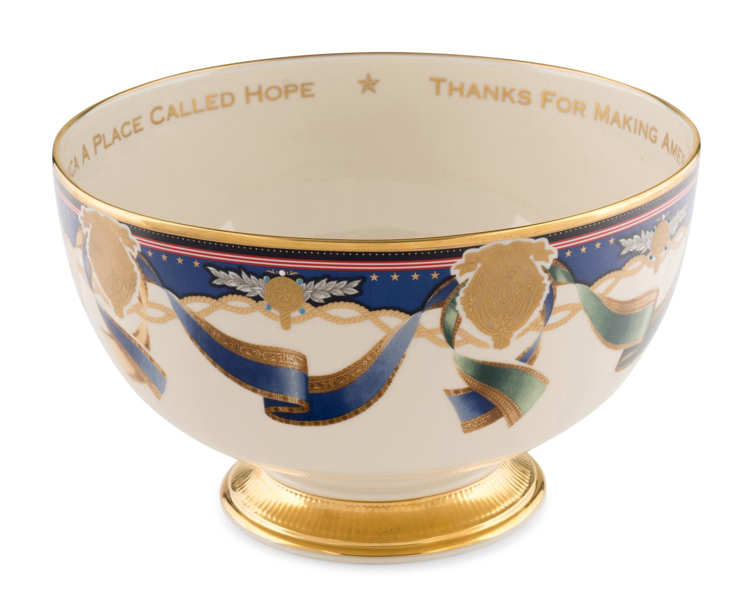 A Lenox Porcelain Millennium Pattern Presentation Bowl from the Clinton Administration