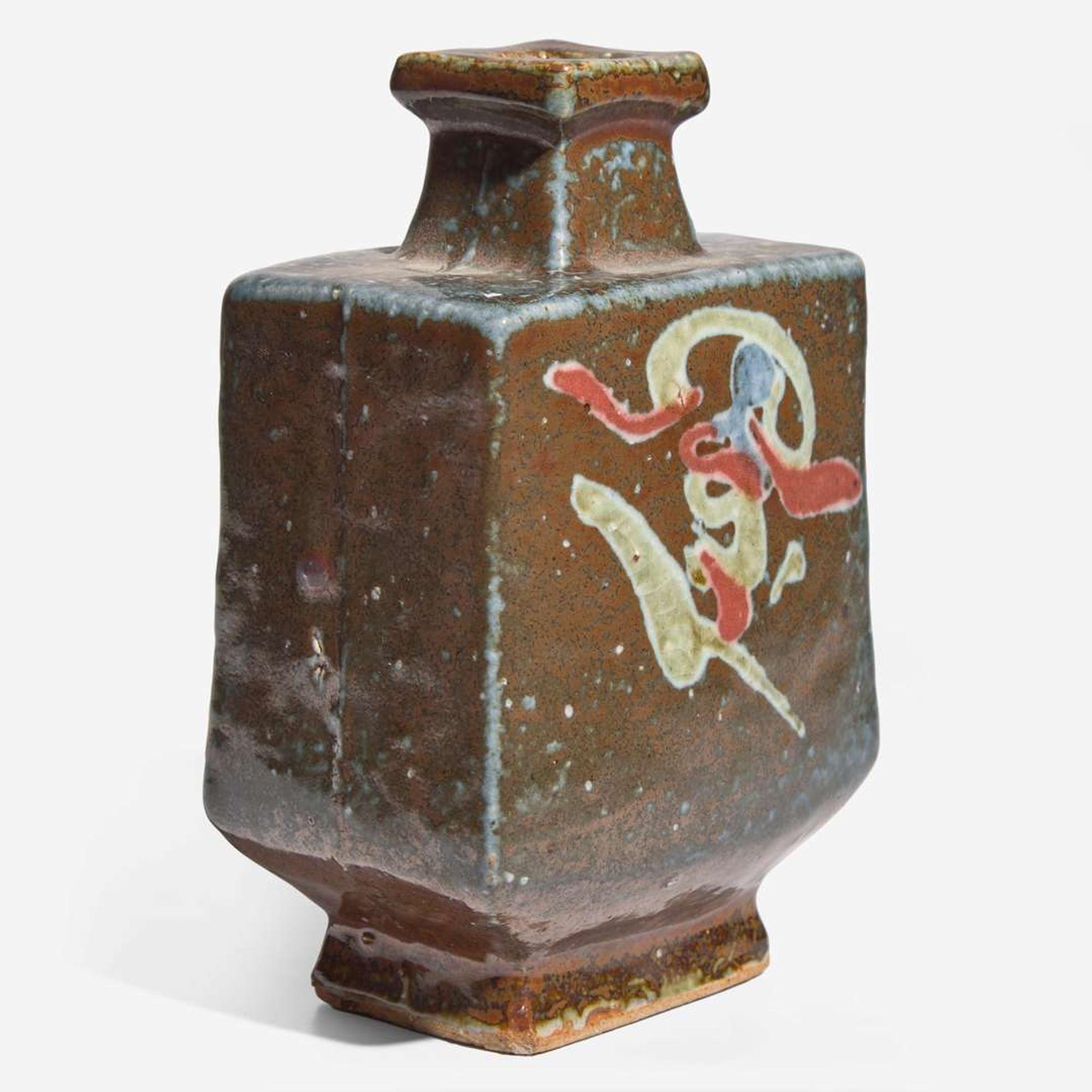 Kawai Kanjiro (Japanese, 1890-1966) Slab-Sided Bottle Vase, Japan, circa 1950s