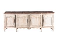 A Louis XV Provincial White Painted Marble-Top Console Cabinet