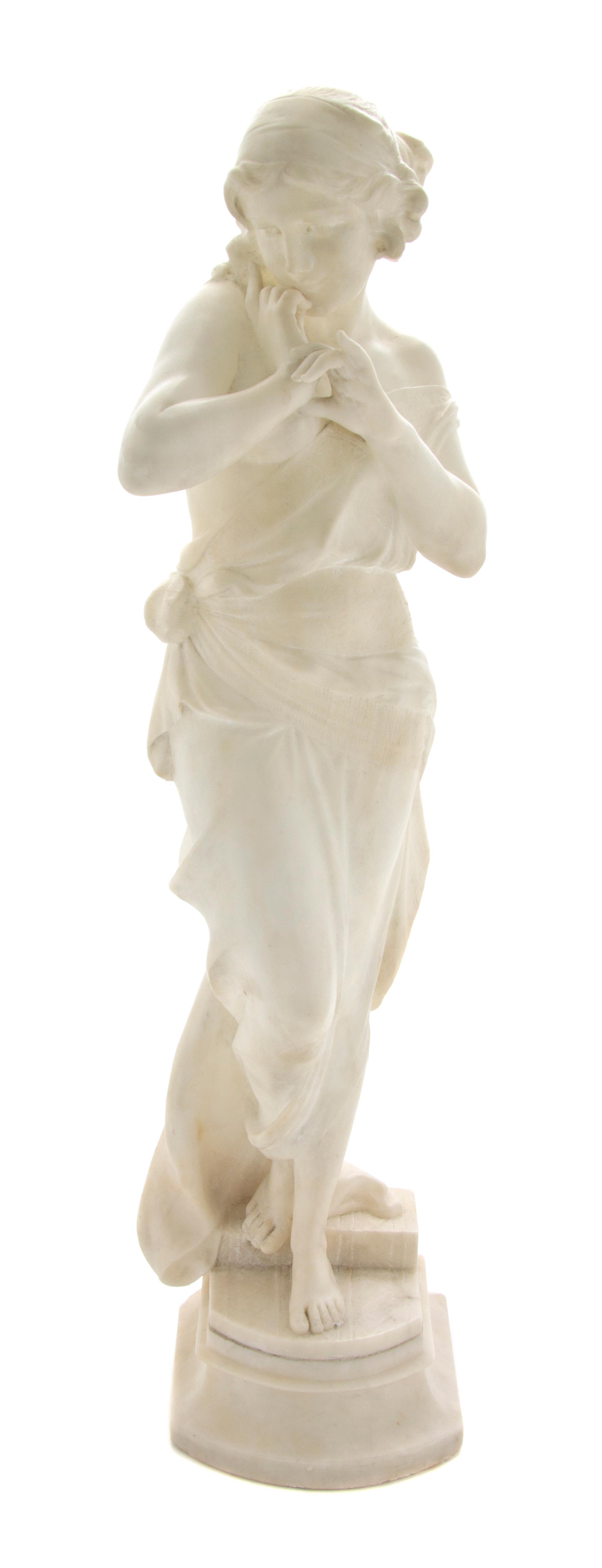 An Italian Carved Marble Sculpture, Prof. Sarchi, Height 26 1/2 inches.
