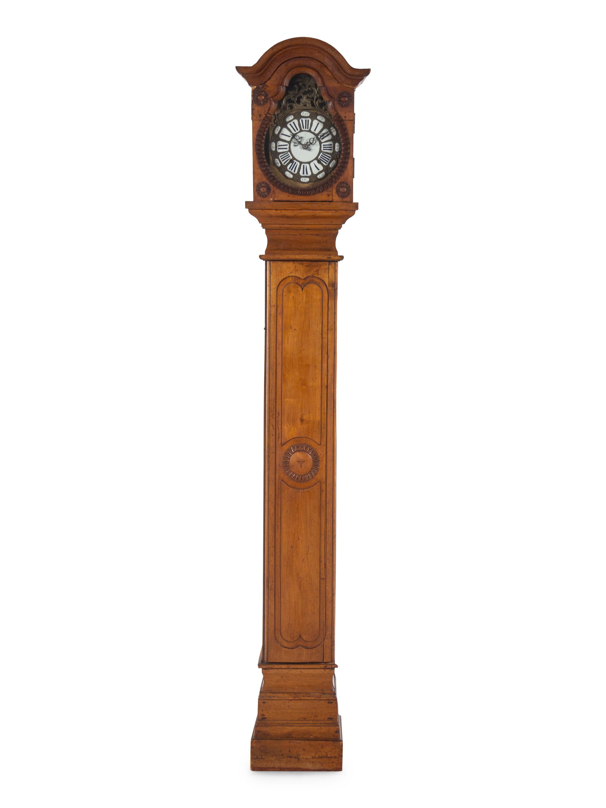 A Louis XV Povincial Fruitwood Case Clock