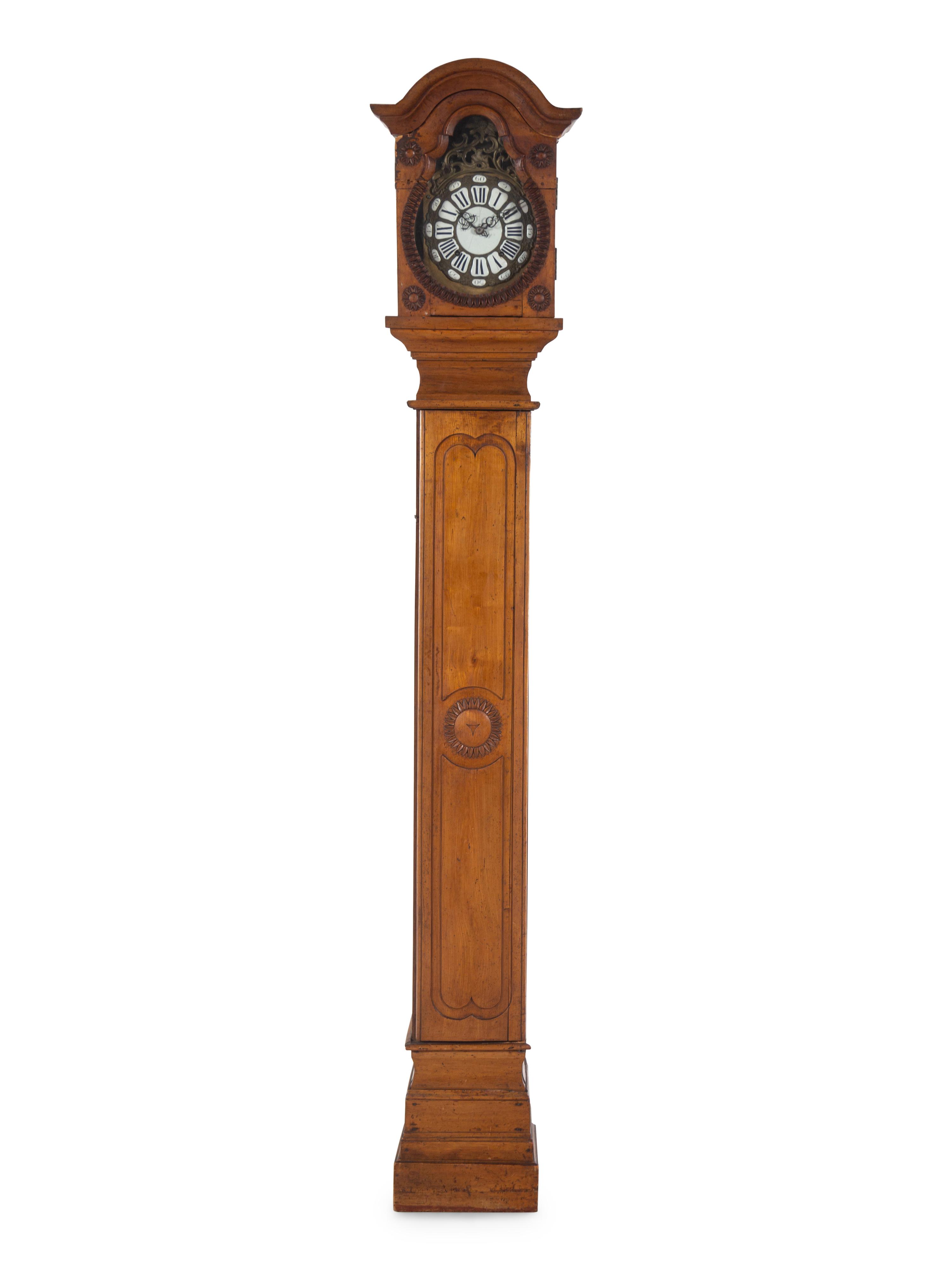 A Louis XV Povincial Fruitwood Case Clock