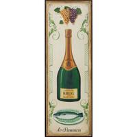 A Champagne Krug and le Saumon Painted Advertising Panel