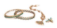 A Collection of 14 Karat Yellow Gold and Turquoise Jewelry,