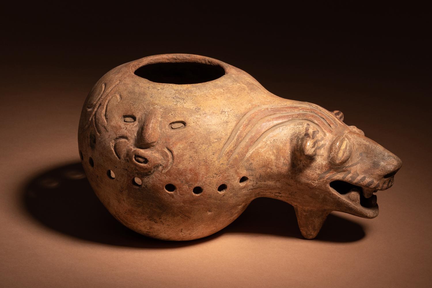A Nicoya Terracotta Jaguar Effigy Vessel