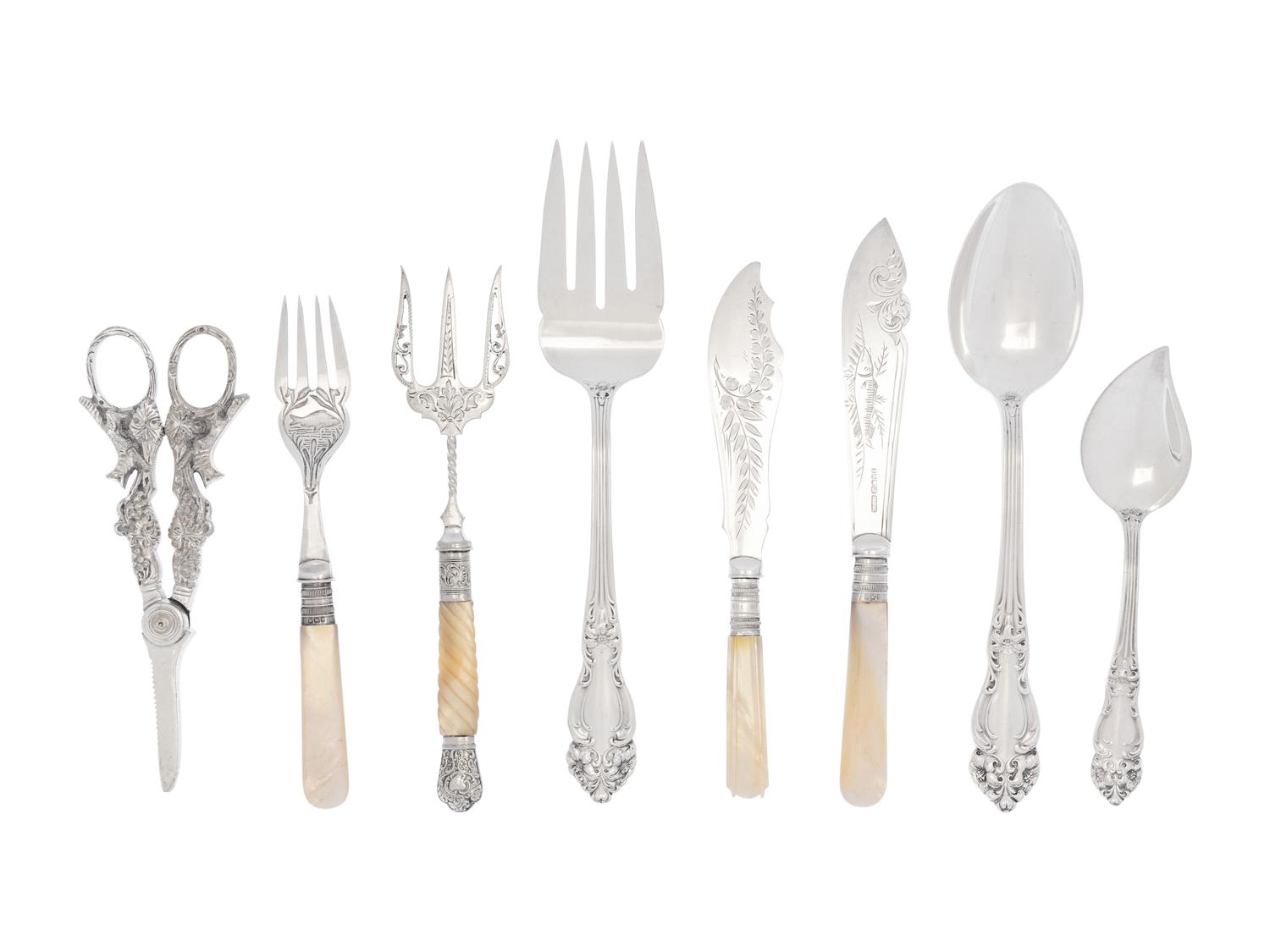 An English Silver-Plate and Mother-of-Pearl Fish Service