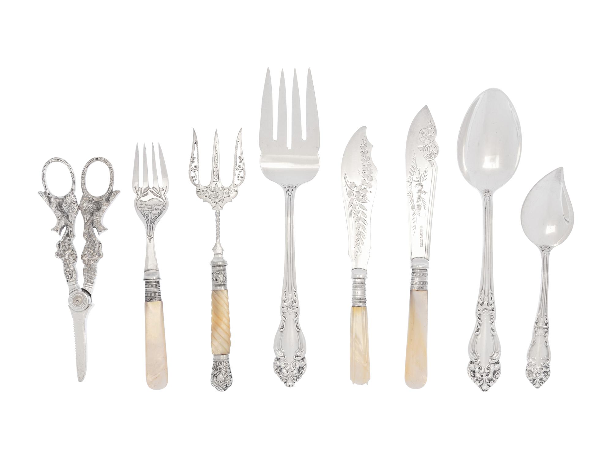 An English Silver-Plate and Mother-of-Pearl Fish Service