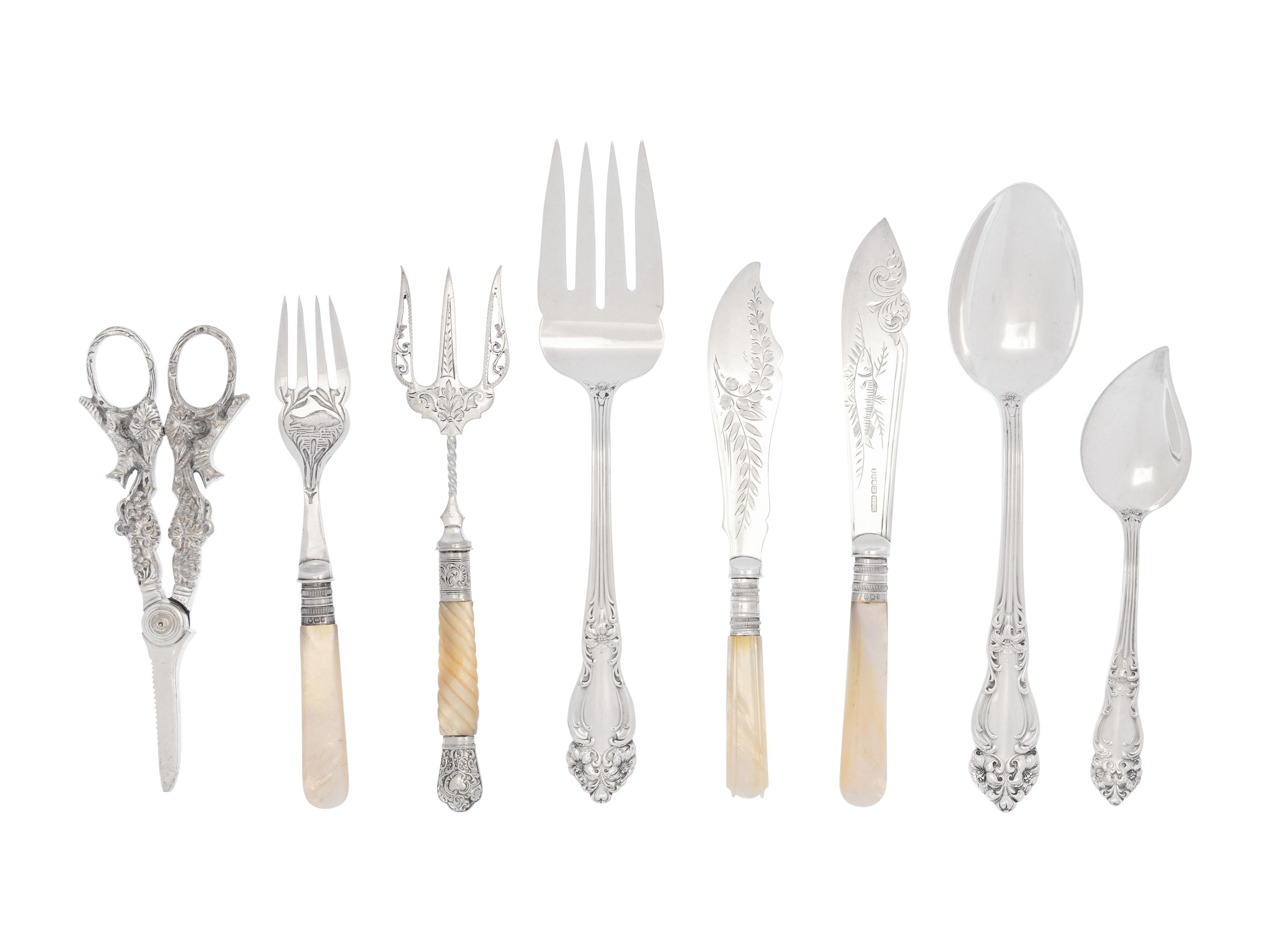 An English Silver-Plate and Mother-of-Pearl Fish Service