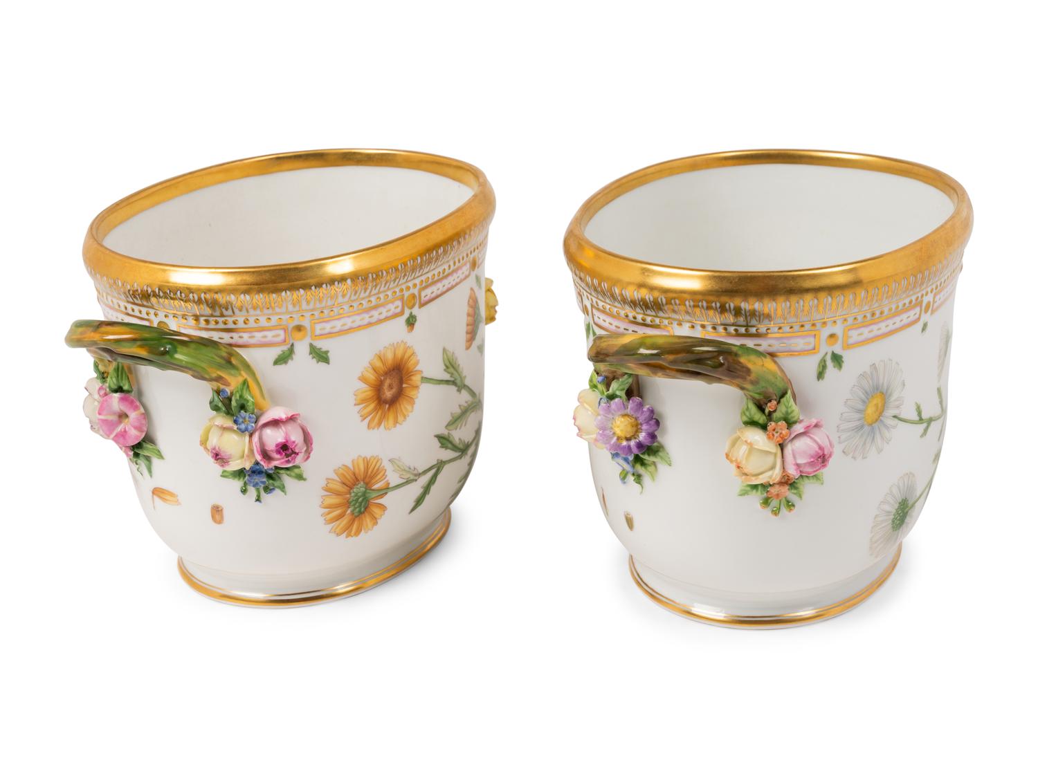 A Pair of Royal Copenhagen Flora Danica Porcelain Jardinières