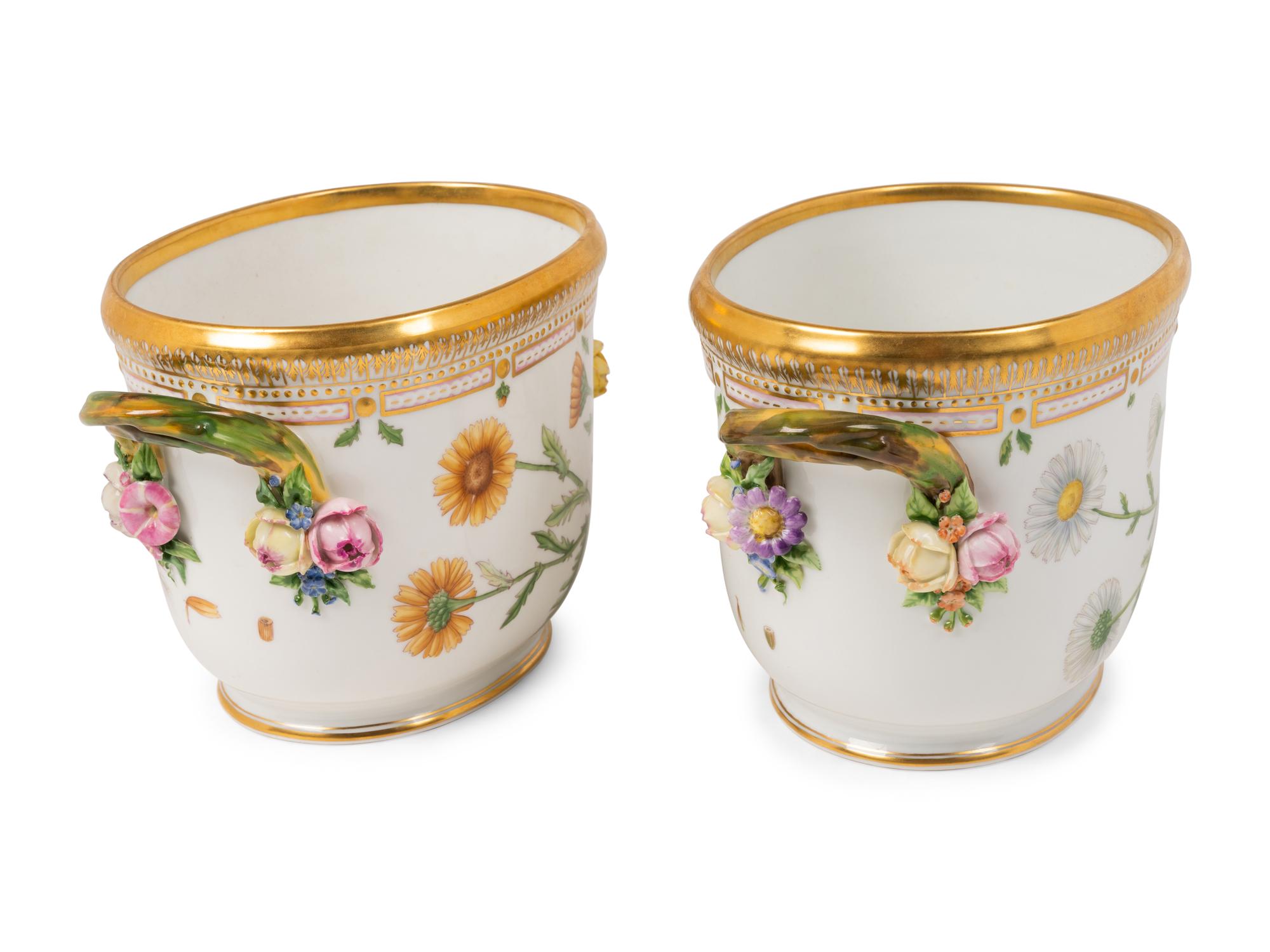 A Pair of Royal Copenhagen Flora Danica Porcelain Jardinières
