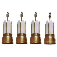 A Set of Four Brass and Glass Light Fixtures 13" W x 13" D x 37" H — United States, Circa 1920