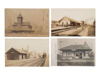 [RAILROADS]. Over 120 RPPCs & photographs of railroad stations, train depots, and roundhouses.