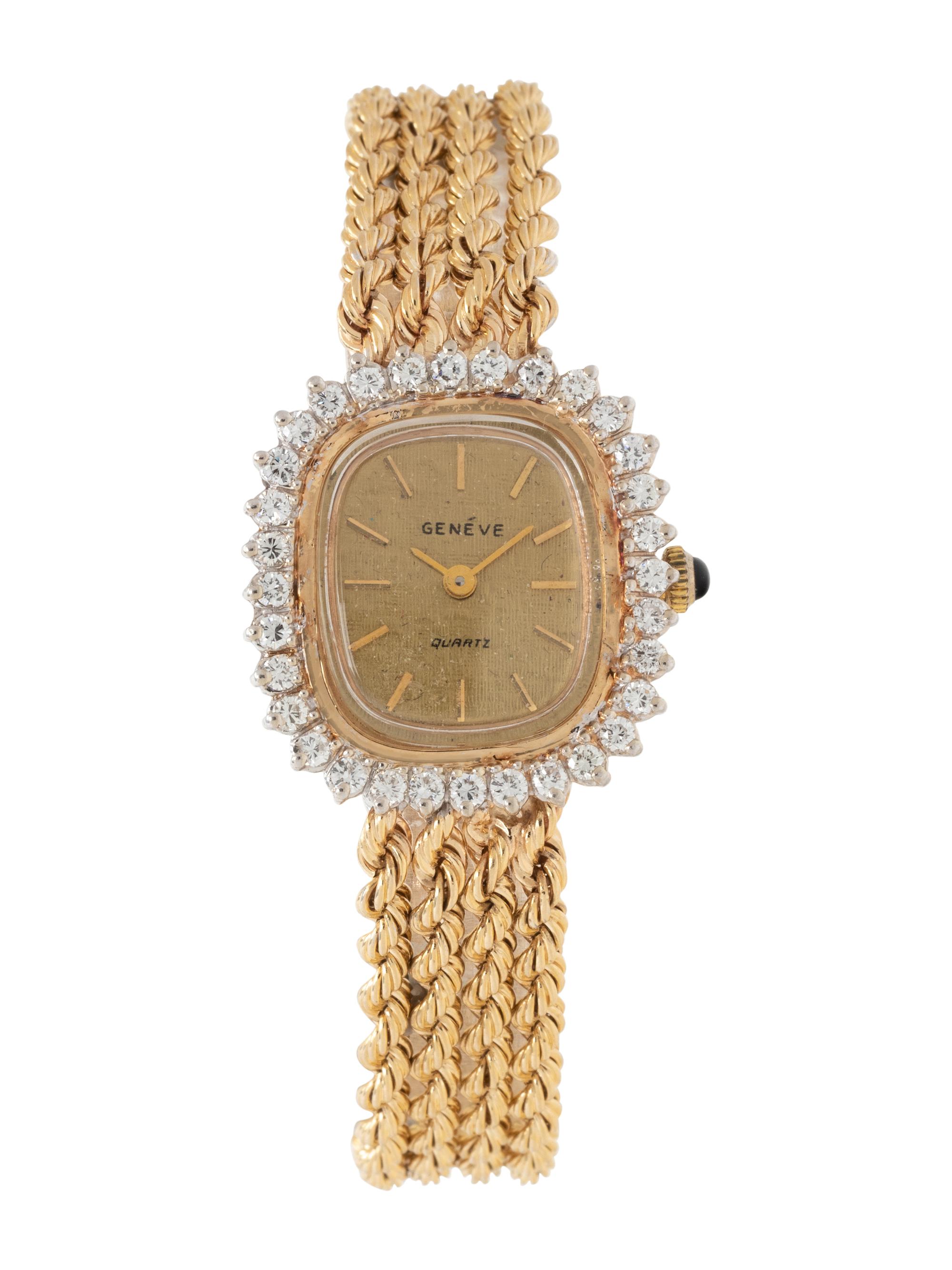 14K YELLOW GOLD AND DIAMOND WATCH