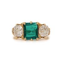 COLOMBIAN EMERALD AND DIAMOND RING