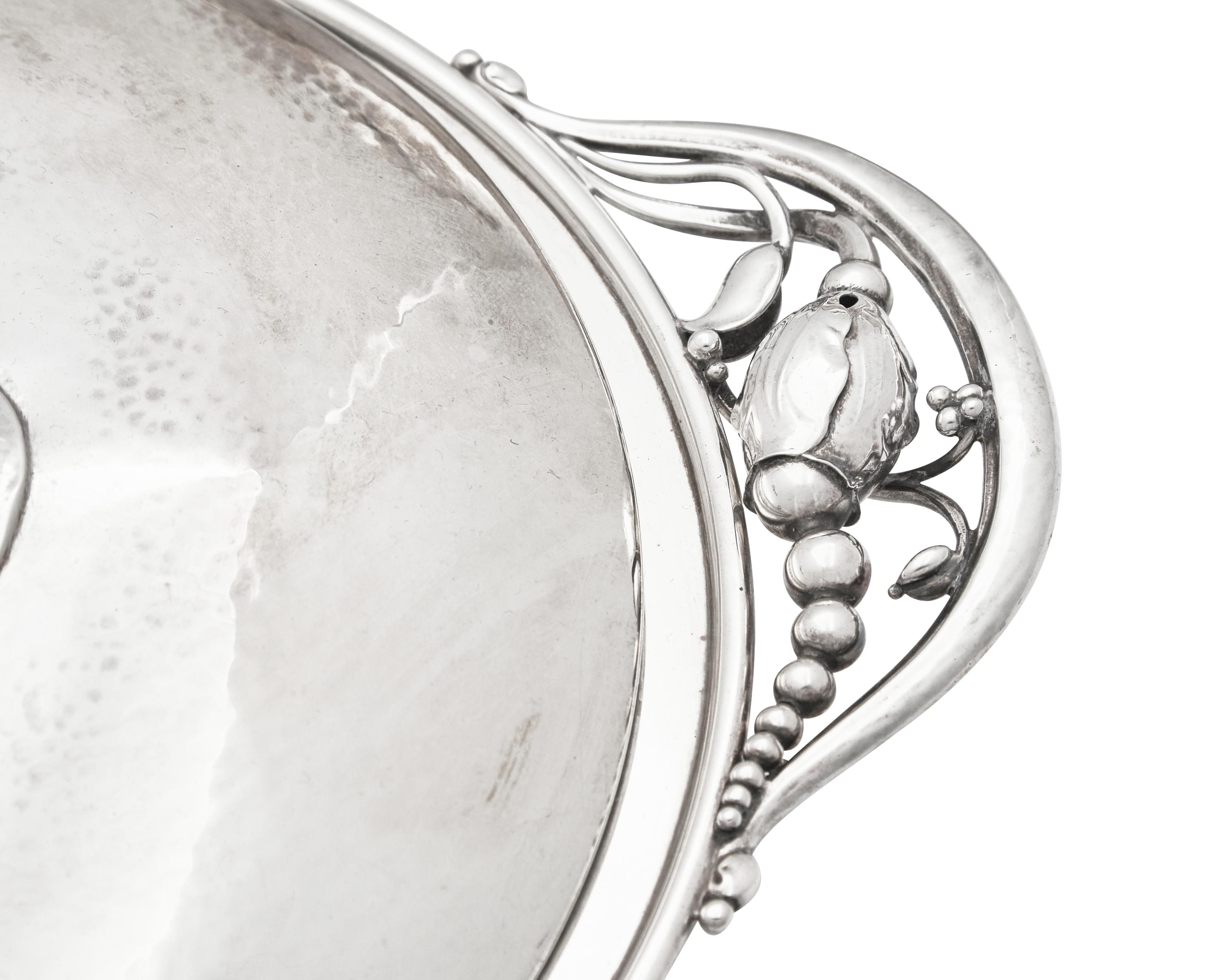 A Pair of Georg Jensen Silver Blossom Pattern Vegetable Dishes and Covers