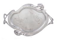 An Austro-Hungarian Art Nouveau Silver Tray, Maker's Mark MG, Vienna, Late 19th/Early 20th Century, the rim worked to show floral decor