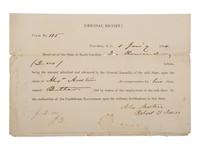 [ENSLAVEMENT & ABOLITION]. A pair of documents related to claims for compensation made by enslavers to the Confederate States Army for deceased slaves. South Carolina, 1864-65.