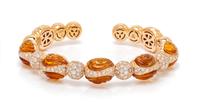 An 18 Karat Rose Gold, Citrine and Diamond Semi-Flexible Cuff Bracelet, Verdi, 26.90 dwts.