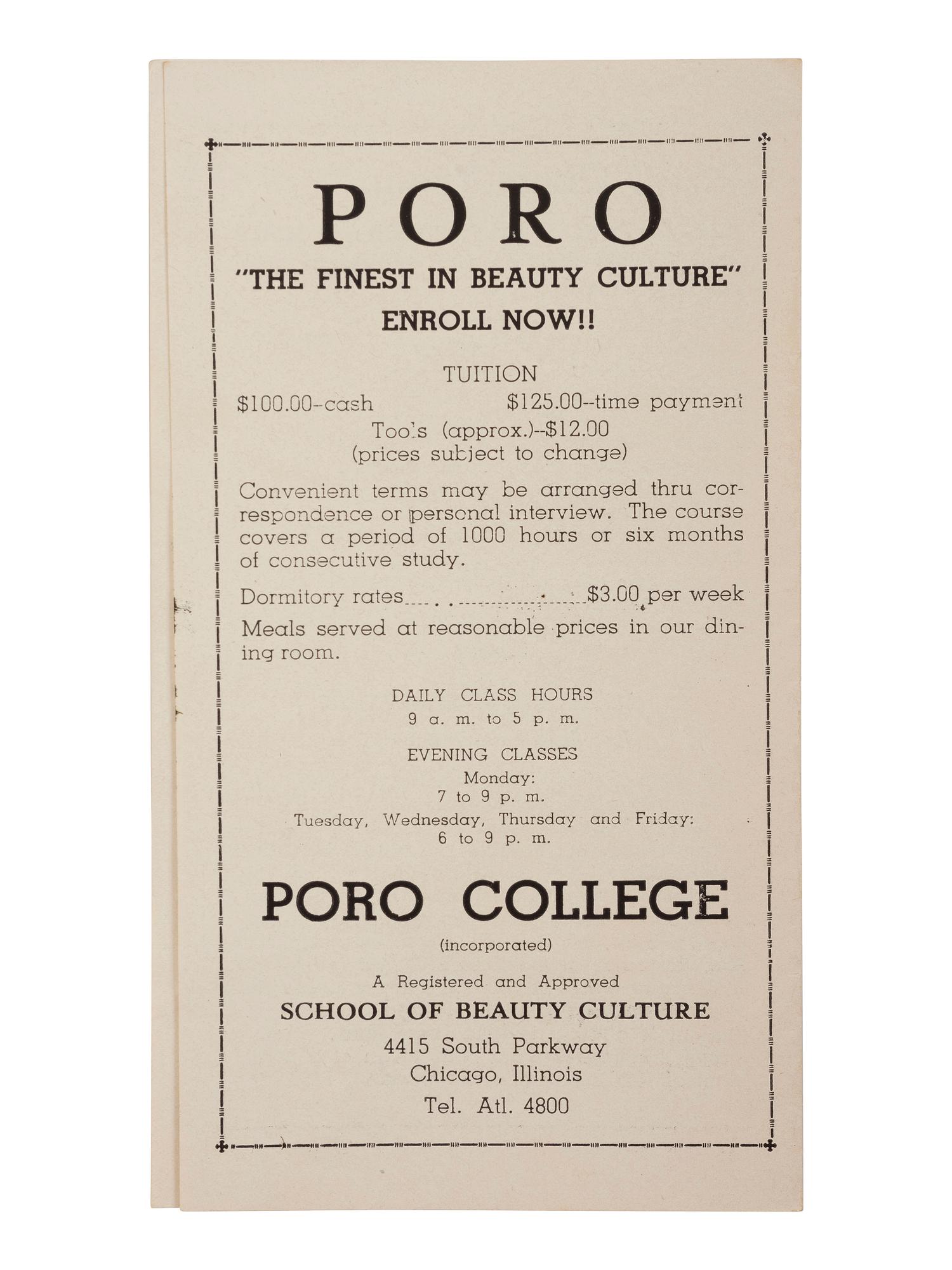 [EDUCATION - MALONE, ANNIE M. (1869-1957)]. 2 items related to Poro College, Chicago, IL.